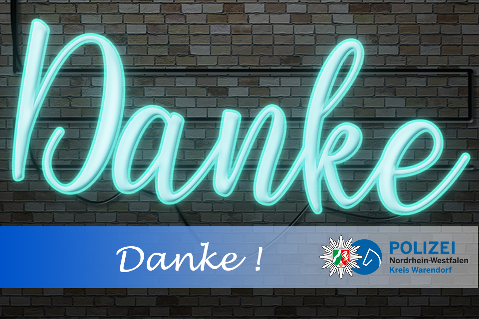 Leuchtreklame als Danke Schriftzug