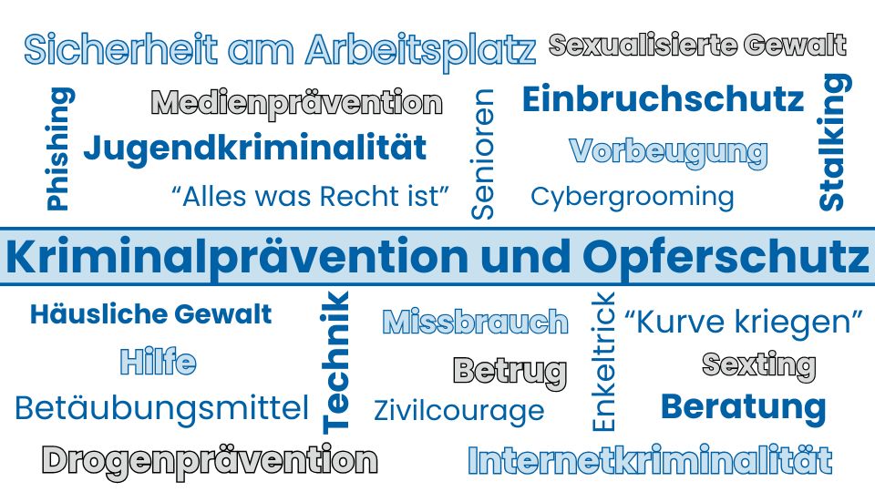 Bild aus verschiedenen Wörtern aus dem Bereich Opferschutz