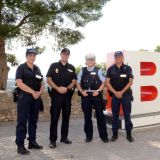 "Vierer-Streifenteam" v.l.n.r. Adrien Silva Marin (Policia National Malaga), Philippe Blanc und Valérie Pons (Police Nationale Béziers) und Martina Störmer (Polizei Duisburg)