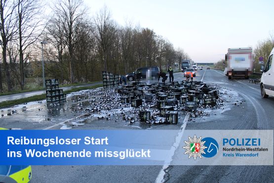 Getränketransporter verliert Ladung Bier